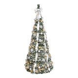 Artificial 6ft Flock Pop Up Christmas Tree with 150 lights,36 balls,6 ribbon, 1 large bow,18 05545034