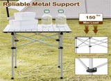Silver 28" Foldable Camping Table with Aluminum Top, 150 lbs Capacity Portable Picnic Table with 59291166
