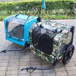 ZUN Camouflage Foldable Bicycle Trailer Bike Trailer for Camping Pet Dog Cat Luggage Carry W136458022