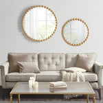 ZUN Beaded Round Wall Mirror 36"D B03599273