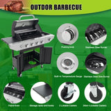 Propane Grill 4 Burner Barbecue Grill Stainless Steel Gas Grill with Side Burner, 46,500 BTU Outdoor W3212P279748