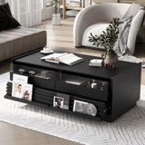 U-Can Modern Rectangle Coffee Table 4 Drawers and 2 Display Shelves, 47.2" Wood Coffee Table N724P286421B