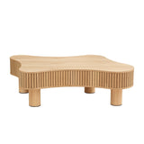 ZUN 42.52 Inch Modern Wooden Handcraft Drum Coffee Table Irregular Shaped Coffee Table for Living W2582P213388