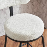 Modern Swivel Bar Stools Set of 2, Boucle Upholstered Counter Height Bar Chairs with Metal Legs & W1901P264272