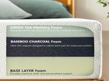MADE IN US 10" King Size Green Tea Memory Foam Mattress in Box, Fiberglass Free, White W311P371389