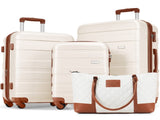 Luggage Sets 4 Piece, ABS Durable Suitcase with Travel Bag, Carry On Luggage Suitcase Set with 360&deg N726P281412O