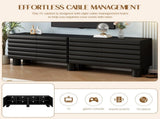 Stylish Thick Wavy Door TV Cabinet with Adjustable Shelves, Cream Style TV Stand with 4 Cabinets for N721P350797B