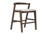 Balmain Indoor Rubberwood Barstool, Dark Brown Finished and Beige Upholstery, Set of 2 N775P318294D