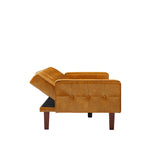 ZUN Brown Convertible Double Folding Room Sofa Bed, PU Leather, Tufted Buttons, Suitable for 67482142