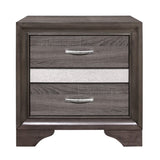 Glamorous Two-Tone Finish Nightstand Hidden Jewelry Drawer Polish Chrome Bar Bedroom Furniture B01146215