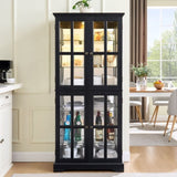 Curio Display Cabinet, Antique Display Cabinet with Glass Doors Adjustable Shelves for Collectibles W2275P300144