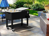 80 Quart Rolling Ice Chest, Portable Bar Drink Cooler with Catch Basin, Bottom 27940866