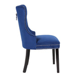 ZUN Erica 2 Piece Wood Legs Dinning Chair Finish with Velvet Fabric in Blue 808857565570