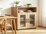 Natural Modern Engineered Wood Bathroom with Open Compartment, Anti-Toppling Tall Storage 43957828