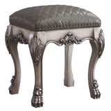 Grey and Vintage Bone White Vanity Stool with Tufted Seat B062P186401