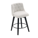 007-Swivel Counter Chairs, Modern Linen Fabric with Button-Tufted Backrest, Stylish Bar Stools, Set W2636P242111