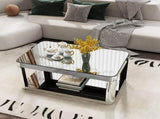 Baked curved mirror Coffee Table for Living Room, Modern Glass Coffee Table with Glass Top, W3836P361731