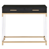 Black High Gloss and Gold Console Table with 2 Drawers B062P185721