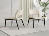Modern minimalist white PU leather Dining Chairs Set of 2, comfortable backrest design, metal leg W1727P426736