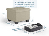 Ottoman with storage bench, 15-inch Foot Stool Storage Ottoman, Linen, White 18144921