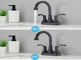 4 inches Centerset Bathroom Faucet 360&deg Swivel Spout, with Pop Up Drain - Matte Black W122470262