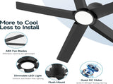 44 inch Ceiling Fans with Lights, Large Air Volume Ceiling Fans with Reversible Quiet DC Motor and 84109418