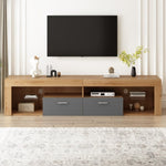 ZUN Modern Design TV Stands for TVs up to 80'', LED Light Entertainment Center, Media Console with 6 N710P179622E