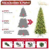 Artificial 8ft Green Christmas Tree with 1612PVC/Hard Needle Mixed Branch Tips, 500L warm white led, 98277743
