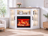 White Washed Cabinet with Vintage Brown Top, 109.5*51*81.3cm, Embossed Particle Board with Melamine 29851052