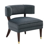 Elegant Style Accent Chair Dark Gray Velvet Upholstery Barrel-Back Solid Wood Luxury Living Room B011P315635