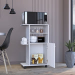 ZUN Clip Kitchen Cart, Single Door Cabinet, Four Casters -White B20092061