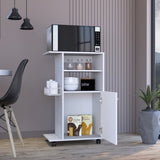 ZUN Clip Kitchen Cart, Single Door Cabinet, Four Casters -White B20092061