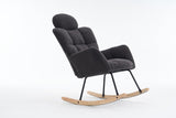 055-Teddy Fabric Upholstered Nursery Rocking Glider Chair Modern Accent Armchair Padded Seat with W527P228311