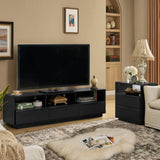 63" Mid-Century Modern TV Stand for TVs up to 75", Thick Sturdy Farmhouse Entertainment Cabinet, W1801P291993