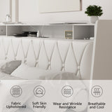 Queen Bed Frame with Ergonomic Headboard, Platform Bed Frame Queen Size with Outlets & Charger, W3107P262758