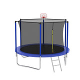 ZUN 10FT Trampoline for Kids, Basketball Hoop and Ladder, Outdoor Kids Trampoline with Safety K1163P147163