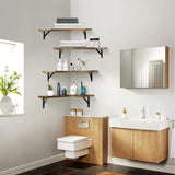 Rustic Corner Floating Shelves 4 Pack - Paulownia Wood Wall Shelves with Triangular Metal Brackets, 04436282