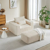 62.5-Inch Corduroy Sponge Sofa Lounge Chair with Removable footrest,No Assembly Required,Fluffy W834P206050