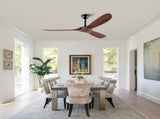 60 Inch Ceiling Fan, 3Blade Walnut WoodGrain Solid Paulownia Blades, Matte Black Iron W3816P586016