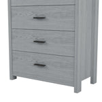 ZUN Retro American Country Style Wooden Dresser with 5 Drawer, Storage Cabinet for Bedroom, Light Gray WF324089AAE