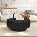 Round Solid Wood Carved Coffee Table with Elegant Sculptural Design W3137P295315