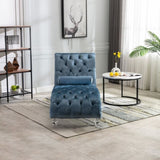 COOMORE Velvet Chaise Lounge Indoor,Button-Tufted Upholstered Chaise Lounge Chair with Pillow for W39538684