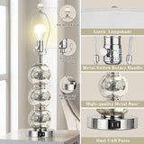 Set of 2 Table Lamps for Living Room Glass Triple-Sphere 27" Tall Table Lamp Contemporary Bedside W3355P391324