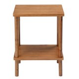 2 Tier Wood End Table, Outdoor Side Table with Storage Shelf, Small Patio Coffee Table, Weather 92772875