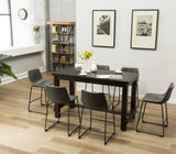 ZUN Bronco Antique Wood Finished Counter Height Dining Set: Table and Six Gray Chairs T2574P195181