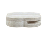31.5" Clover Round Faux Marble Coffee Table No Assembly Required, Anti-Slip Raised Edge, Open W2664P462015