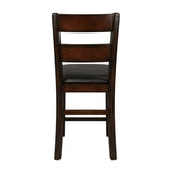 Cherry Finish Wooden Counter Height Chairs Set of 2pc Classic Style Faux Leather Upholstered Seat B01153385
