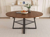 47 Inch Extendable Round Dining Table for 4-8 with Storage, Walnut Finish Circle Dining Table with 25685087