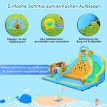 ZUN Inflatable castle for children with inflator 450W, slide, jump area, climbing wall, 395 x 350 x 260 48941692