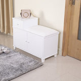 ZUN Wooden shoe storage stool with drawers - white W2181P160397